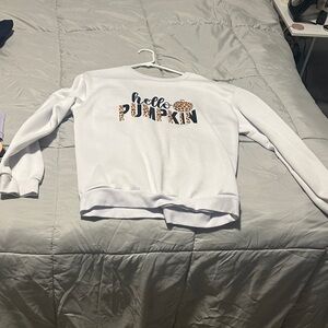 SHEIN White 'Hello Pumpkin' Sweatshirt